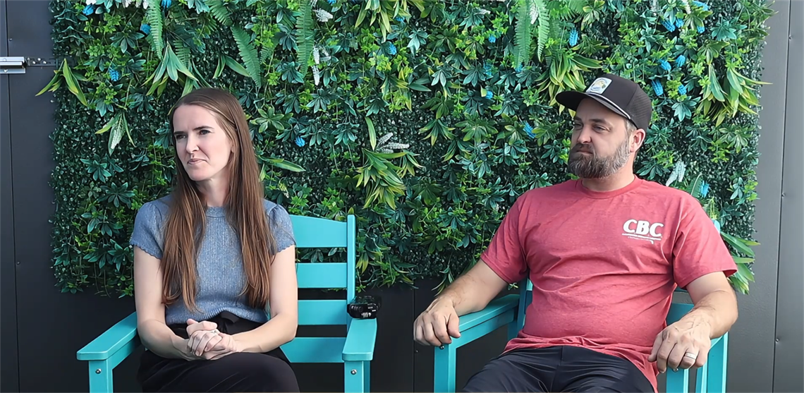 Hannah and Rob Menard during their grant success video.